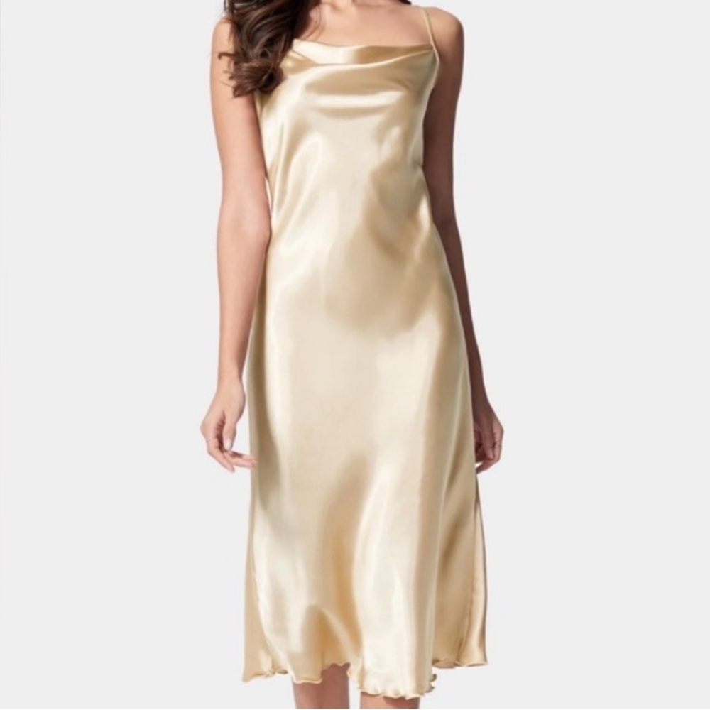 bebe Satin Midi Slip Dress